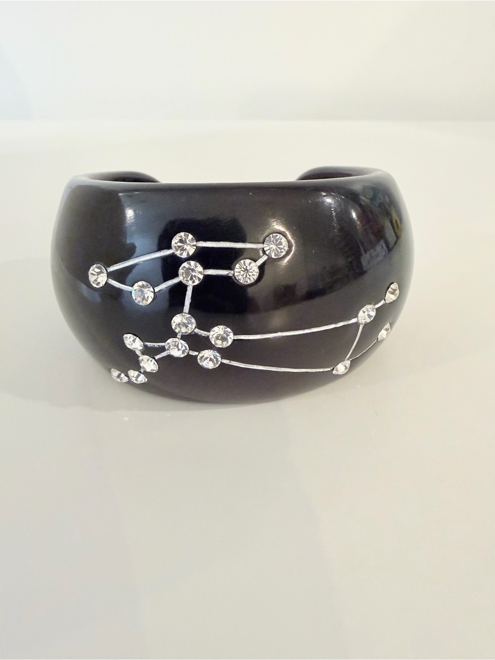 Jessica Kagan Cushman Black Crystal Accent Cuff Lucite Bracelet - Sagittarius